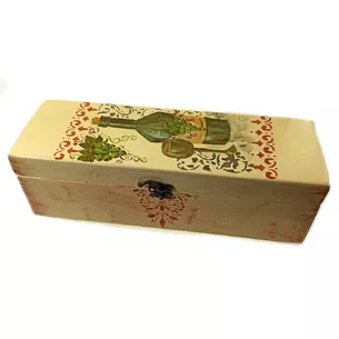 Футляр для бутылок с барменским ножом Бутылка Вина (массив дерева расписан вручную 36х11, 5х11, 5 см)