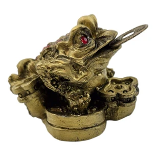 Feng Shui frog for attracting wealth with a coin Golden Frog Prosperity (3.2x4.8x3.8 cm)