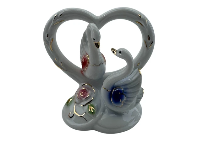 Фото 2 - Swans with a porcelain heart (11x11x7 cm)