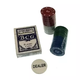 A set of poker in a blister pack (log of cards, 60 chips) (24.5x12x4.5 cm) (chip weight 4 gr. d-39 mm)