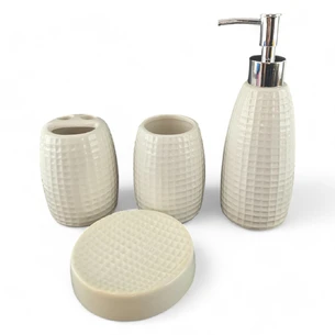 Bathroom set ceramic, milky (25х23.5х8 cm)