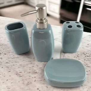 Ceramic bathroom set, gray-blue (24x21.5x6.5 cm)