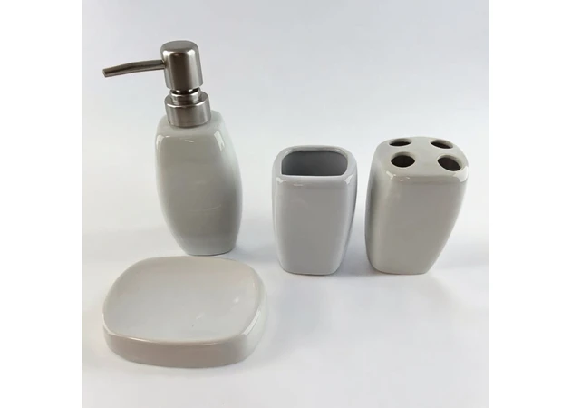Фото 1 - White ceramic bathroom set (23x21x11 cm)