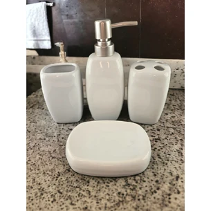 Ceramic bathroom set, white (24x21.5x6.5 cm)