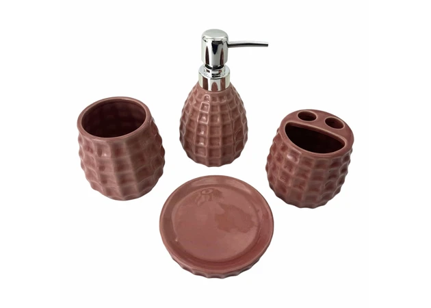 Фото 1 - Ceramic bathroom set, pink (28.5 x 22.5 x 9 cm)