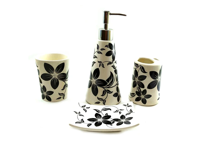 Фото 1 - Bathroom set ceramic flowers (22x23x8 cm) B