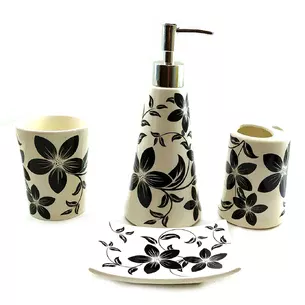 Bathroom set ceramic flowers (22x23x8 cm) B