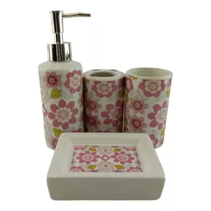 Bathroom set ceramic flowers.