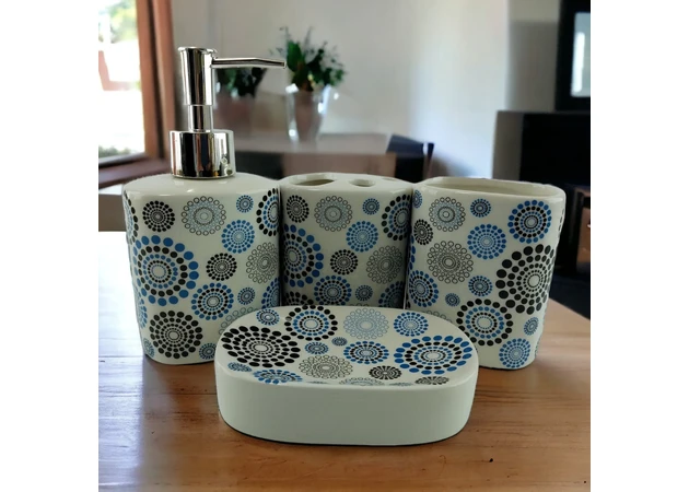 Фото 1 - Bathroom set ceramic blue circles.