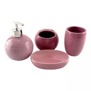 Bathroom set ceramic pink (17x14x10 cm)