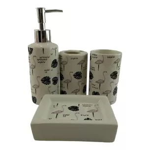 Ceramic Flamingo bathroom set