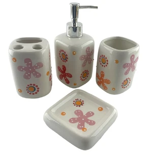 Bathroom set ceramic pink (26x22x8 cm)