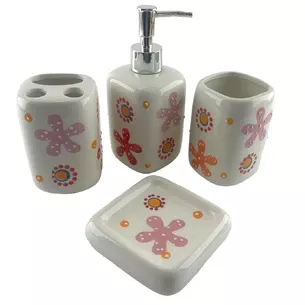 Bathroom set ceramic pink (26x22x8 cm)