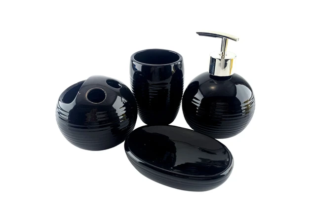 Фото 1 - Ceramic black bathroom set (17x14x10 cm)