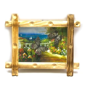 Бабочки в рамке на фоне (2шт.) (20х30х3)