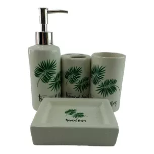 Bathroom set ceramic palm leaves.