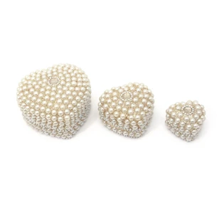 Metal boxes with pearls (set of 3 pieces) Hearts (7.5x7.5x4cm 5x5x3cm 4x4x2.5cm)