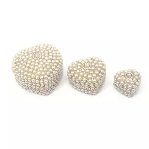 Metal boxes with pearls (set of 3 pieces) Hearts (7.5x7.5x4cm 5x5x3cm 4x4x2.5cm)