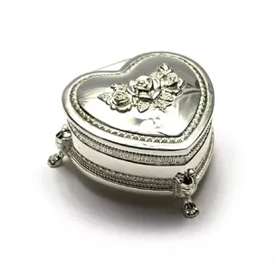 Шкатулка для украшений Сердечко (8х7,5х3,5 см) Серебро.