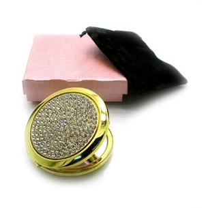 Cosmetic mirror Rhinestones gold 18583 White (in box + case)