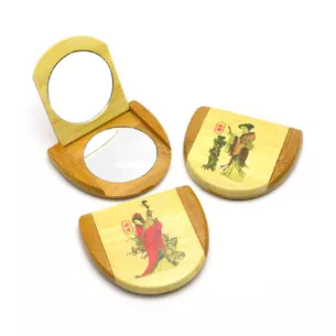 Дзеркальце косметичний бамбукове (8х7х1,5 см)