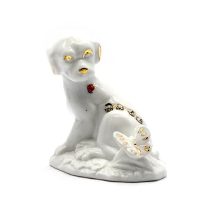 Porcelain puppy with a butterfly (8x8.5x5.5 cm)