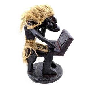 Figurine Papuan programmer with a phone wood (13.5x9x8 cm)