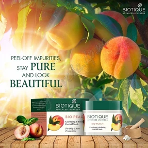 !Маска-пленка для лица Биотик Био Персик для жирной и проблемной кожи, Biotique Bio Peach Clarifying and Refining Peel Off