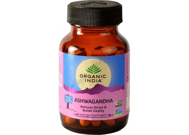 Фото 1 - Ашваганда 60 кап Органік, Ашвагандха Органик, Organic India Ashwagandha, позбавить від перевтоми, повернить сили, Ашвагандха Орг