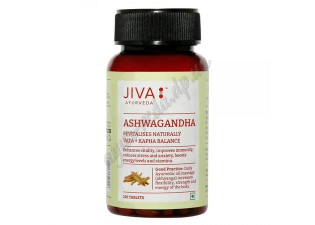 Фото 1 - Ашваганда, Ашвагандха, Джива, 120 таб., Ashwagandha, Jiva Ayurveda, Джива, избавит от переутомления, вернет Вам силы, Аюрведа Зд