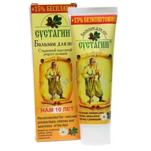 Sustagin Triyuga leg balm, an effective remedy for varicose veins, fatigue and edema.