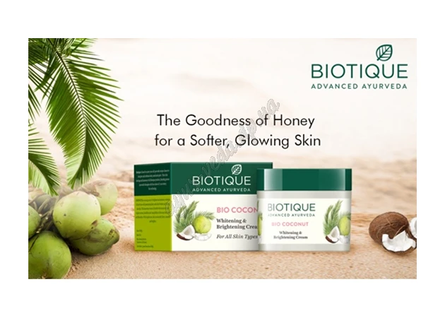 Фото 1 - Біо Кокосове молоко крем при пігментаційних недоліках 50 мл, Biotique Bio Coconut Cream, Аюрведа Здесь