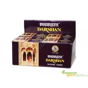 БЛАГОВОНИЕ БЕЗОСНОВНОЕ Bharat Darshan Cones (10 конусов/УП) с ароматом Сандала, Мускуса и Ладана, Аюрведа Здесь