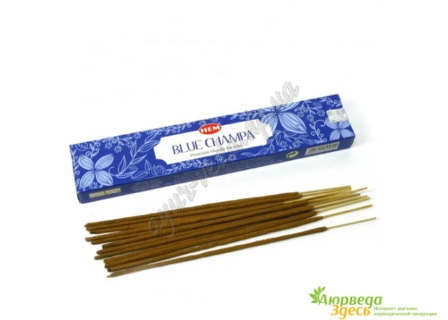 Фото 1 - Благовоние пыльцовое Hem Blue Champa Masala Small Box с изысканным ароматом Чампы, Аюрведа Здесь