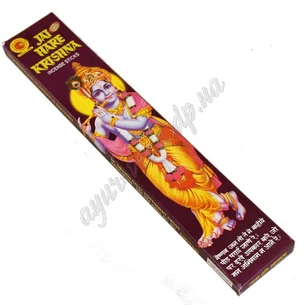 Благовоние пыльцовое JAY Hare Krishna agarbathi Харе Кришна 25г, Благовония массальные, Аюрведа