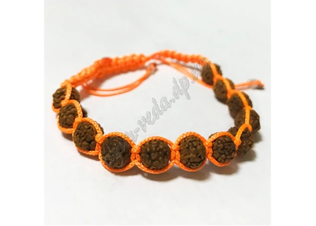 Фото 1 - Bracelet made of rudraksha Saffron weaving, 6-7 mm, Ayurveda.
