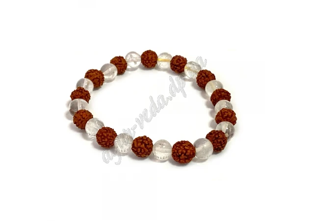 Фото 1 - Rudraksha bracelet with crystal, 5-6 mm 26 beads, Ayurveda