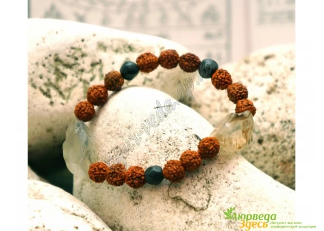 Фото 1 - Bracelet Rudraksha Skoly Smoky quartz 20 beads, Ayurveda