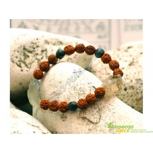 Bracelet Rudraksha Skoly Smoky quartz 20 beads, Ayurveda