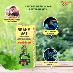 Brahmi Bati Budhivardhak 27 tabs Baidyanath India, Brahmi Bati Budhivardhak Baidyanath, extra brahmi, extra strength, Ayurveda Here