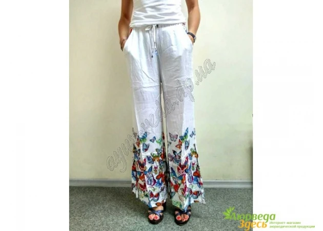 Фото 1 - Viscose flared pants, Butterflies, India, UT-00001687, Ayurveda