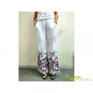 Viscose flared pants, Butterflies, India, UT-00001687, Ayurveda