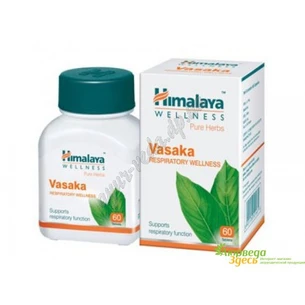 Васака 60 таб экстракт, Vasaka, Хималая, Himalaya, при бронхите, кашле и астме, Аюрведа