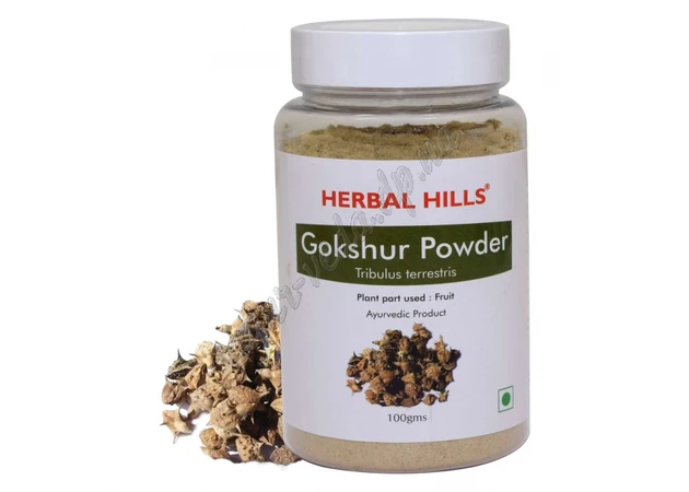 Фото 1 - Гокшура порошок Хербал Хілс 100г термін 10.24 включно, Herbal Hills Gokshura powder, Гокшура (Трибулус, якорцы стелющиеся), прот