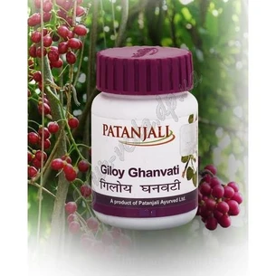 Джилой Гханвати 60 таб Джилой Гханваты Патанджалы, Giloy Ghanvati Patanjali, Гудучи, Джилой, Амрита, Giloya, Guduchi, Amrita, Аю