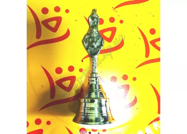 Фото 1 - Bell zhel.met 13.5-14 cm with Garuda on the handle UT-00004389, Bell zhel.met with Garuda, Ayurveda