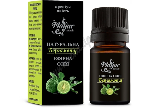 Фото 1 - Эфирное масло Бергамота 5 мл Mayur, Эфирное масло Бергамота, Citrus Aurantium Bergamia Essential Oil, Аюрведа