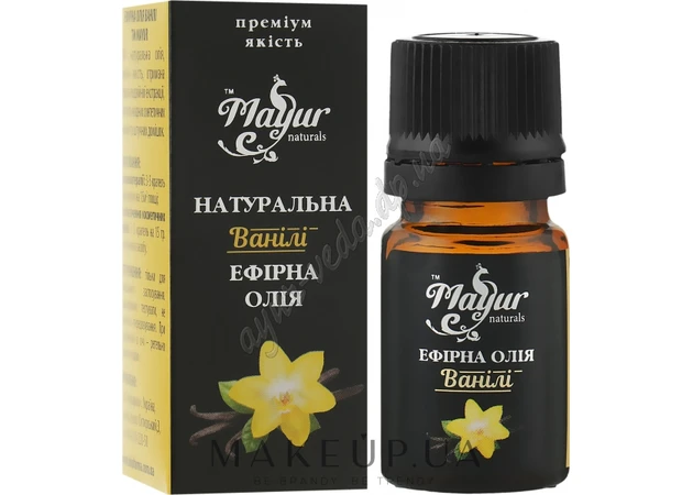 Фото 1 - Ефірна олія Ванілі 5 мл Mayur, Эфирное масло Ванили, Vanilla Planifolia Essential Oil, Аюрведа Здесь