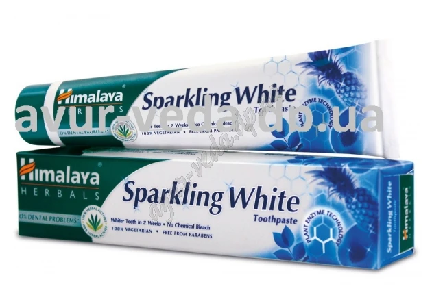 Фото 1 - Хималая зубная паста отбеливающая 150г, Himalaya Sparkling White toothpaste, Зубная паста Хималая отбеливающая без парабенов и фтор