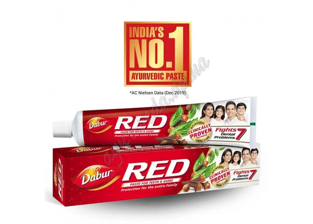 Фото 1 - Зубна паста Дабур Ред 200г Індія оригінал, Dabur Red Toothpaste, Красная натуральная Зубная паста Дабур Рэд, Аюрведа Здесь